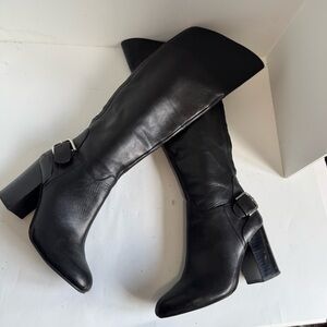 Vince Camuto Black Sidney Leather Tall Boots Size 6.5M